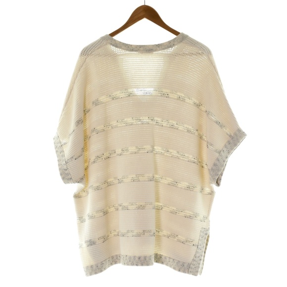 Vince Speckle Stitch Popover Stripe Marled V-Neck Tunic Sweater Womens M/L - Picture 3 of 8